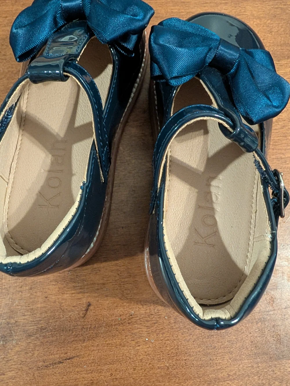 Patent Navy Bow T-Strap Girls Dress Shoes